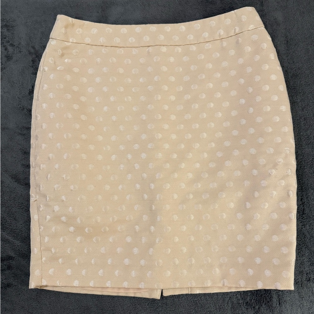 Ann Taylor Cream Polka Dot Skirt, 6P